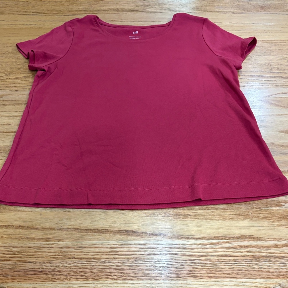 J. Jill Women's Short Sleeve Deep Red Tee